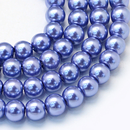 Baking Painted Pearlized Glass Pearl Round Bead Strands US-HY-Q003-4mm-09-1