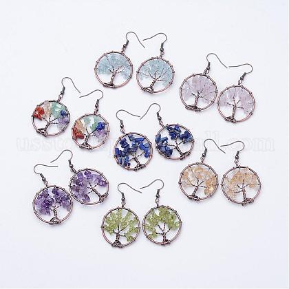 Natural Gemstone Dangle Earrings US-EJEW-F054-M-1