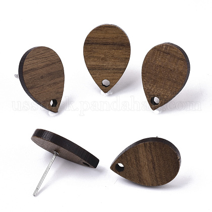 Walnut Wood Stud Earring Findings US-MAK-N033-007-1