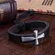 Adjustable Retro Cross Zinc Alloy and Leather Cord Bracelets US-BJEW-BB16038-9