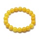 Natural Yellow Jade Bead Stretch Bracelets US-BJEW-K212-A-038-2