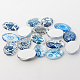 Blue and White Floral Theme Ornaments Glass Oval Flatback Cabochons US-X-GGLA-A003-18x25-YY-2