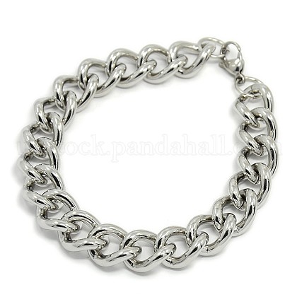 304 Stainless Steel Curb Chain/Twisted Chain Bracelets US-STAS-A028-B140P-1