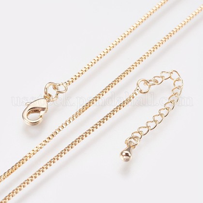 Long-Lasting Plated Brass Box Chain Necklaces US-NJEW-K112-03G-NF-1