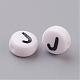 Flat Round with Letter J Acrylic Beads US-X-PL37C9070-J-2