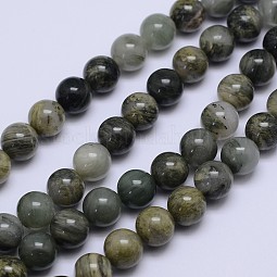 Round Natural Green Rutilated Quartz Beads Strands US-G-D742-8mm