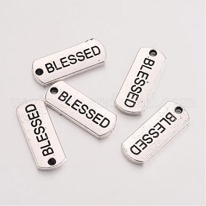 Tibetan Style Alloy Rectangle with Word Blessed Pendants US-TIBEP-Q043-060-RS-1