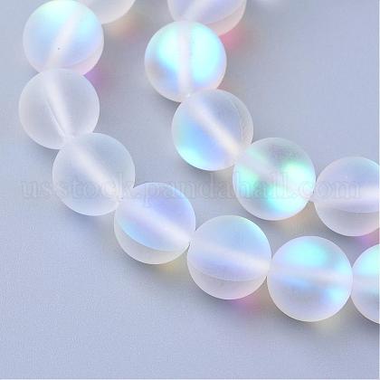Synthetic Moonstone Beads Strands US-G-R375-6mm-A13-1