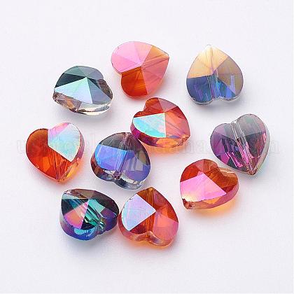 Electroplate Faceted Glass Heart Beads US-X-EGLA-R091-M-1