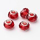Dark Red Color Faceted Rondelle Glass Large Hole European Beads US-X-GPDL-H004-12-1