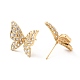Clear Cubic Zirconia Butterfly Stud Earrings US-EJEW-F281-07G-2