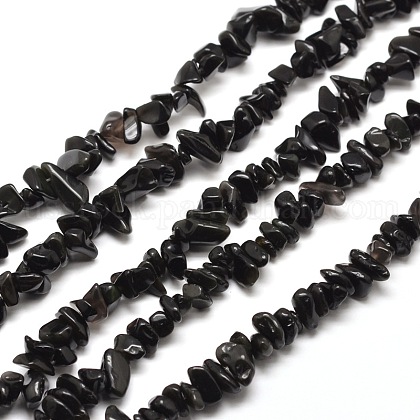 Natural Obsidian Chip Bead Strands US-X-G-M205-06-1