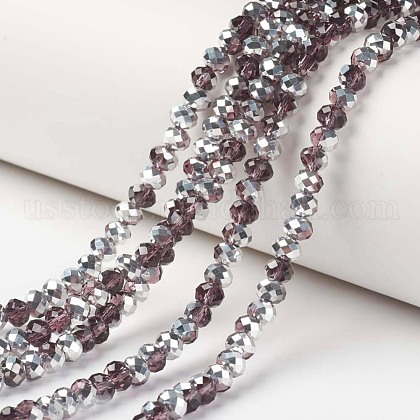 Electroplate Transparent Glass Beads Strands US-EGLA-A034-T4mm-M14-1