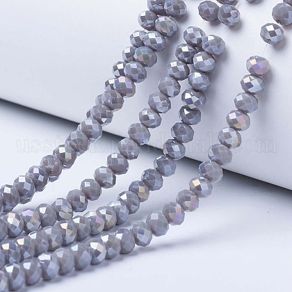 Electroplate Glass Beads Strands US-EGLA-A034-P8mm-B17-1