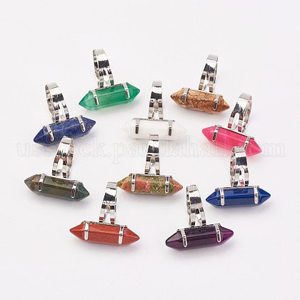 Natural & Synthetic Mixed Stone Finger Rings US-RJEW-P120-D-1