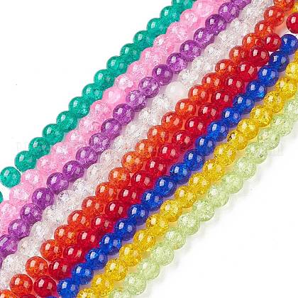Crackle Glass Beads Strands US-CCG-Q001-4mm-M-1