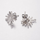 Brass Micro Pave Cubic Zirconia Stud Earring Findings US-ZIRC-G122-57P-RS-2