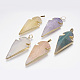Natural Dyed Agate Triangle Golden Plated Big Pendants US-G-P077-41-1