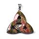 Triangle Natural & Synthetic Mixed Stone Pendants with Brass Clasps US-G-R220-09-3
