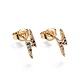 Brass Micro Pave Cubic Zirconia Flash Stud Crawler Earrings US-EJEW-L224-24G-1