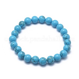 Synthetic Turquoise Jasper Bead Stretch Bracelets US-BJEW-K212-B-022