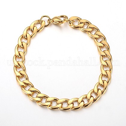 304 Stainless Steel Cuban Link Chain Bracelets US-STAS-O054-08-1