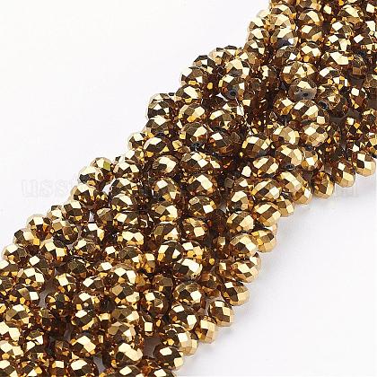 Electroplate Glass Beads Strands US-GR4X6MMY-G-1