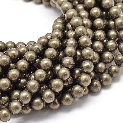 Natural Pyrite Beads Strands US-G-P075-54-8mm-1