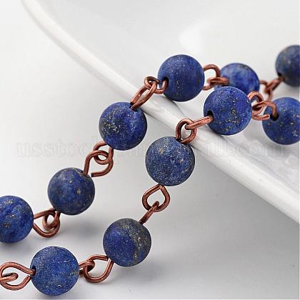 Handmade Natural Lapis Lazuli Beaded Chains US-AJEW-JB00231-01-1