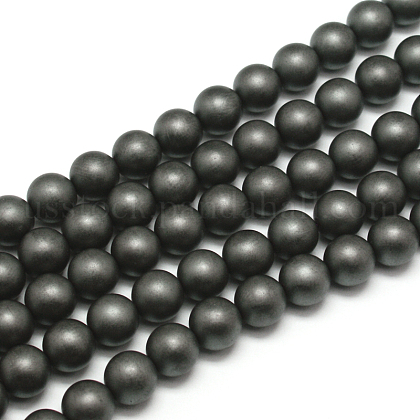 Frosted Non-magnetic Synthetic Hematite Round Bead Strands&nbsp;US-G-J344-6mm-1