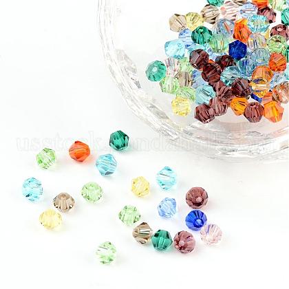 Mixed Color Bicone Faceted Glass Crystal Spacer Beads US-X-I5301GB4MM-1