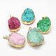 Electroplated Natural & Dyed Druzy Agate Pendants US-G-N0167-023B-1