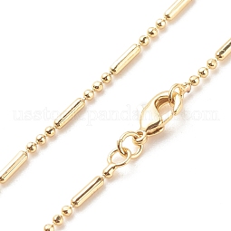 Brass Ball and Column Link Chains Necklace for Women US-NJEW-P265-22G