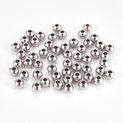 304 Stainless Steel Smooth Round Spacer Beads US-STAS-M006-01C-1