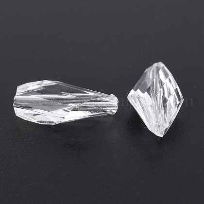 Transparent Clear Acrylic Faceted Teardrop Beads US-X-TACR-S078-01-1