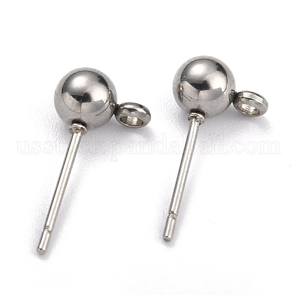 304 Stainless Steel Ball Post Stud Earring Findings US-STAS-Z035-01P-D-1