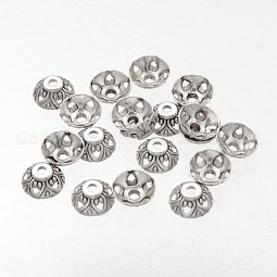 Apetalous Cone Tibetan Silver Bead Caps US-AA0544