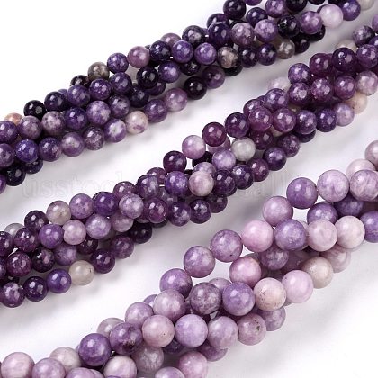 Natural Lepidolite/Purple Mica Stone Beads Strands US-G-K415-4mm-1