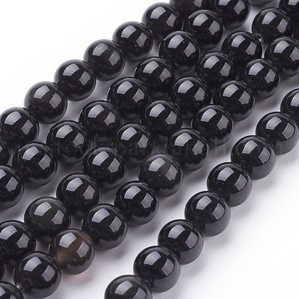 Natural Obsidian Beads Strands US-G-G099-8mm-24-1