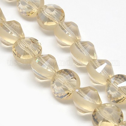 Electroplate Frosted Crystal Glass Bicone Beads Strands US-EGLA-F038-A13-1