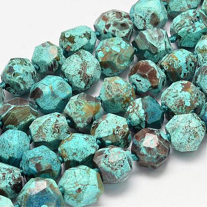 Dyed Faceted Natural Ocean Agate/Ocean Jasper Round Beads Strands US-G-E331-25C-1