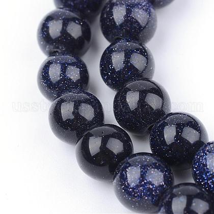 Synthetic Blue Goldstone Beads Strands US-G-Q462-6mm-28-1