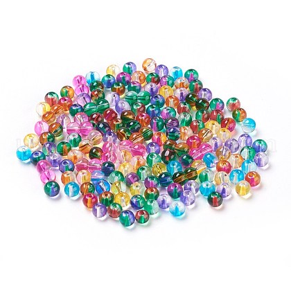 Two Tone Transparent Glass Beads US-GLAA-G065-01-1