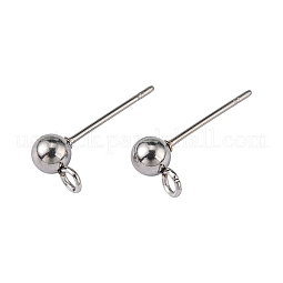 304 Stainless Steel Ball Post Stud Earring Findings US-STAS-R043