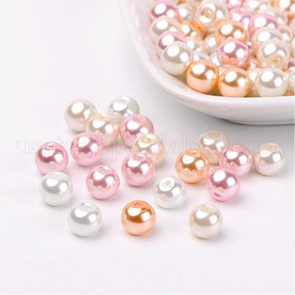 Barely Pink Mix Pearlized Glass Pearl Beads US-HY-X006-8mm-01-1