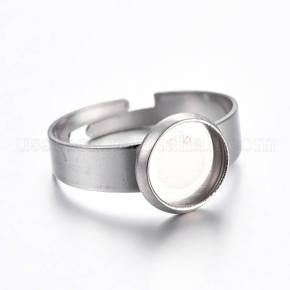 Adjustable 304 Stainless Steel Finger Rings Components US-STAS-G187-01P-8mm-1
