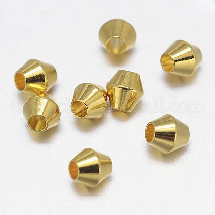 Bicone Brass Spacer Beads US-KK-L105-03G-1