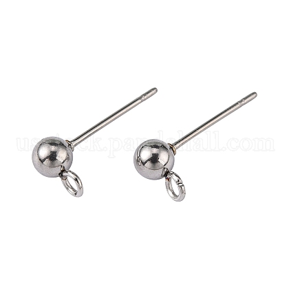 304 Stainless Steel Ball Post Stud Earring Findings US-STAS-R043-1