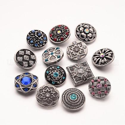 Flat Round with Mixed Style Zinc Alloy Jewelry Snap Buttons US-ALRI-R019-M-1