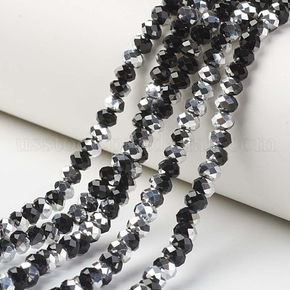 Electroplate Transparent Glass Beads Strands US-EGLA-A034-T4mm-M01-1